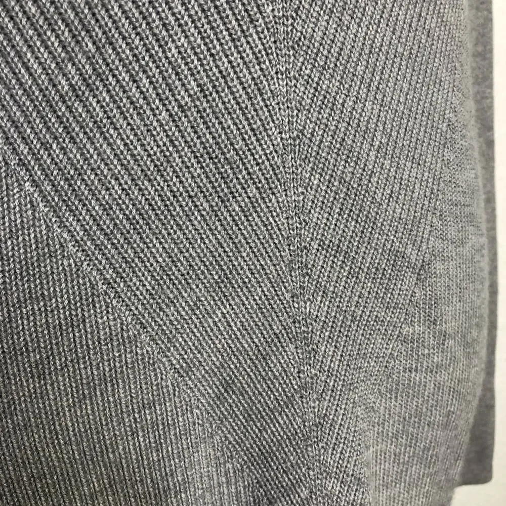 WHBM gray v neck mixed ribbed knit cashmere blend tunic sweater size Medium